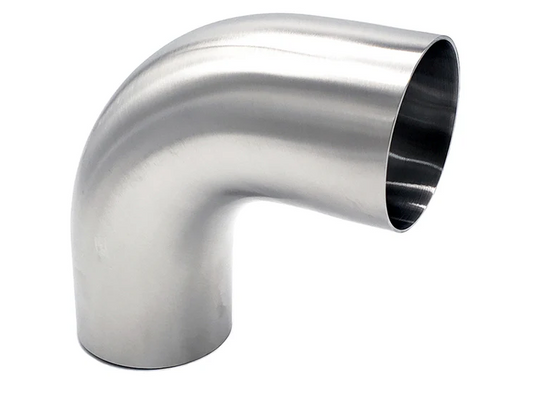 2.500" 16ga Tight Radius 90° Mandrel Bend w/ 2" Tangents - (2.500" CLR) - Brushed Finish - 304 Stainless