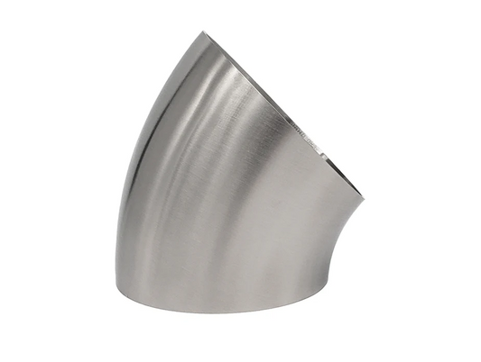 4.500" 14ga Tight Radius 45° Mandrel Bend - (4.500" CLR) - Brushed Finish - 304 Stainless